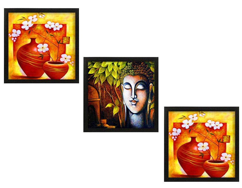 Buddha Wall Hanging Frame Pack Of 3 - NiftyHomes