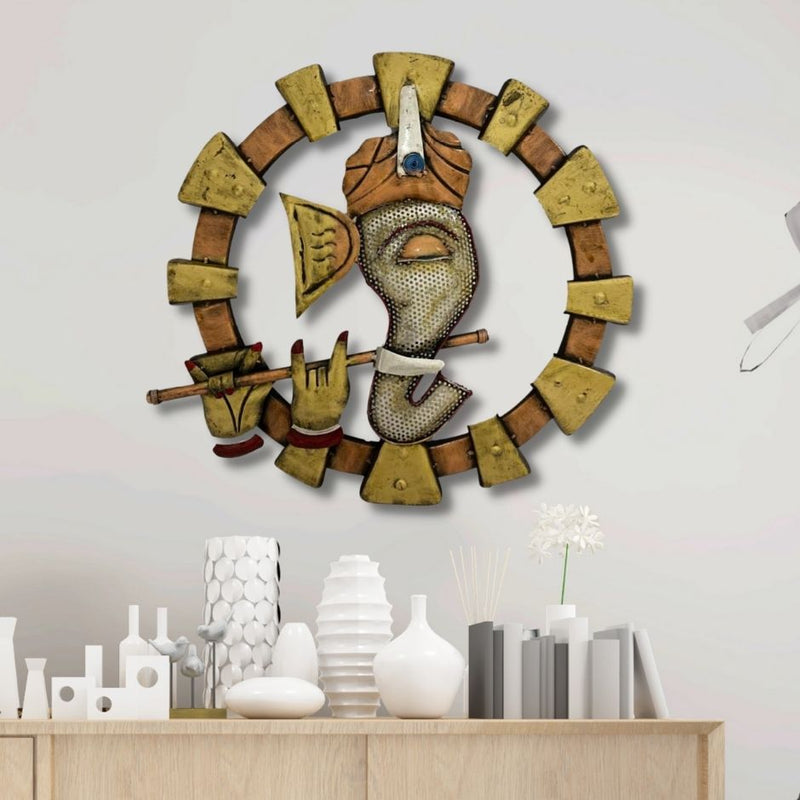 Flute Ganesha | Metal Wall Mural