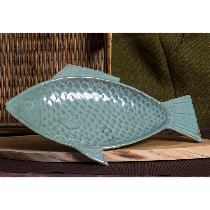 Emerald Green Long Fish Shaped Platter 8 Inch | Ceramic Fish Platters by NiftyHomes