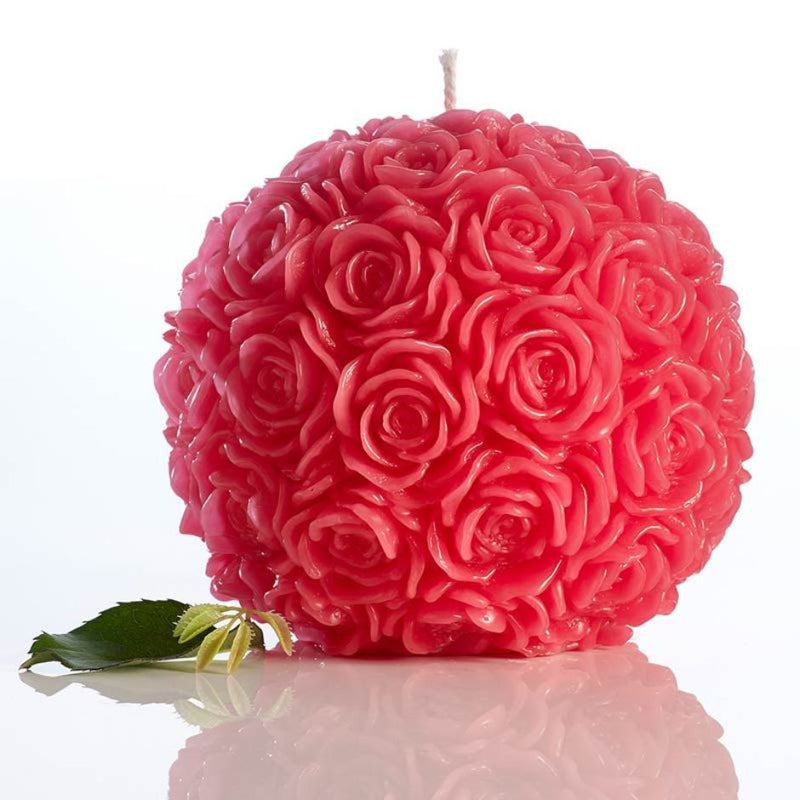 Rose Red Round Engraved Floral Candle | Scented Designer Candle