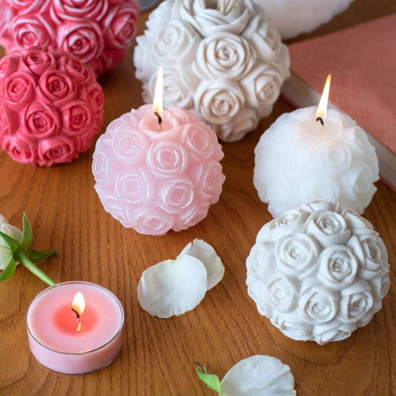 Decorative Round Engraved Floral Candle | Scented Designer Candle