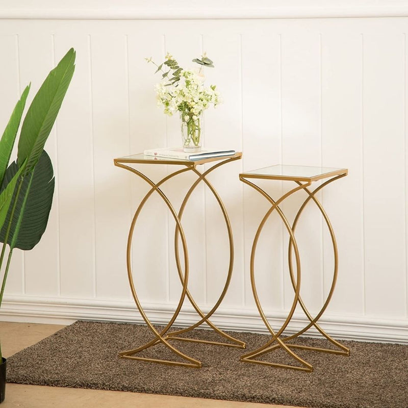 Golden Art | Glass Nested Table (Set of 2) - NiftyHomes
