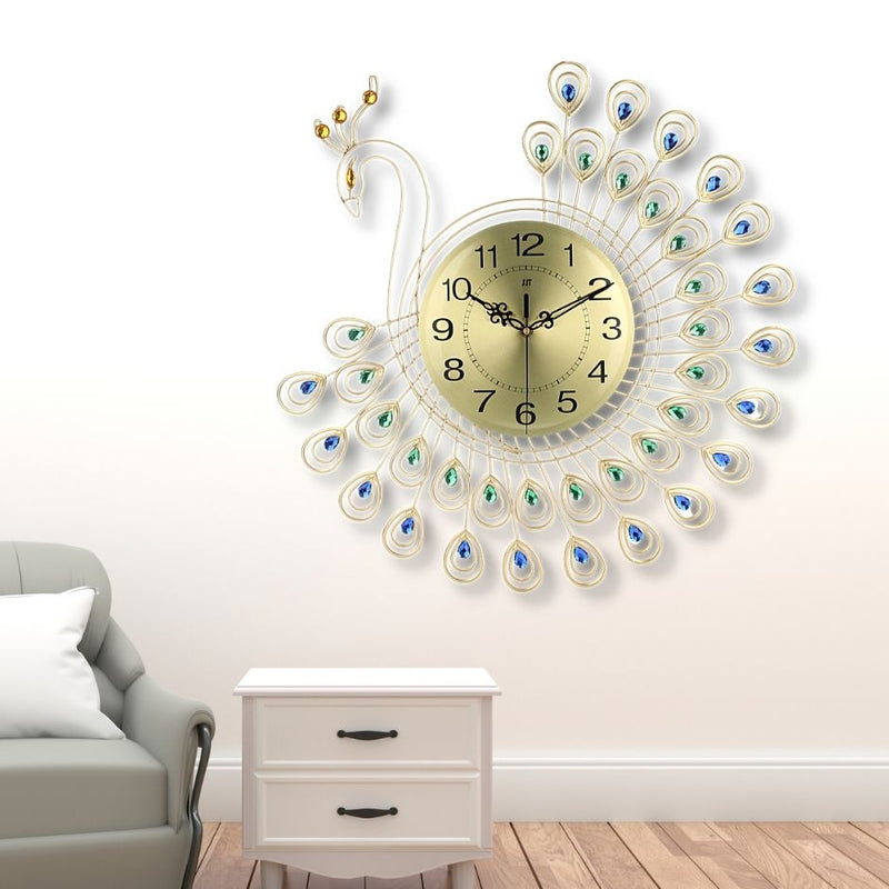 The Golden Peacock Wall Clock - NiftyHomes