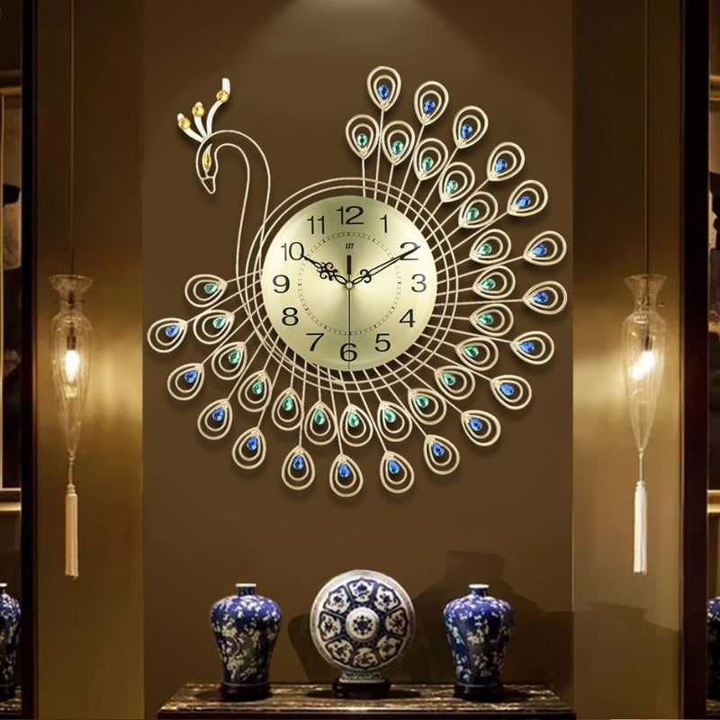 The Golden Peacock Wall Clock - NiftyHomes