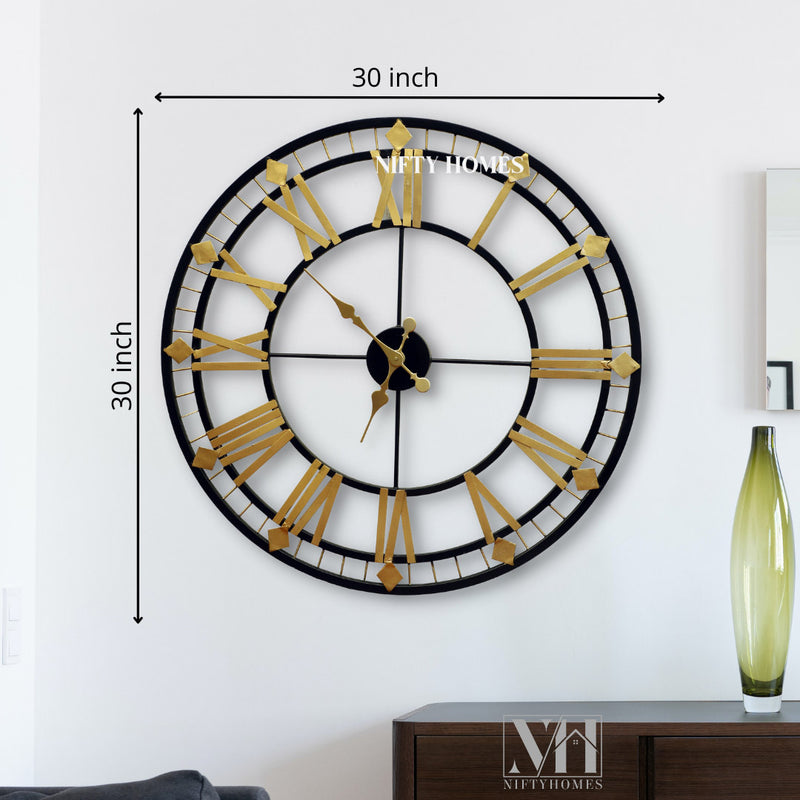 Brass Numeric Dial Beautiful Wooden Vintage Wall Clock Handcrafed Antique  Large Brass Wall Clock (12 inch, Multicolour)