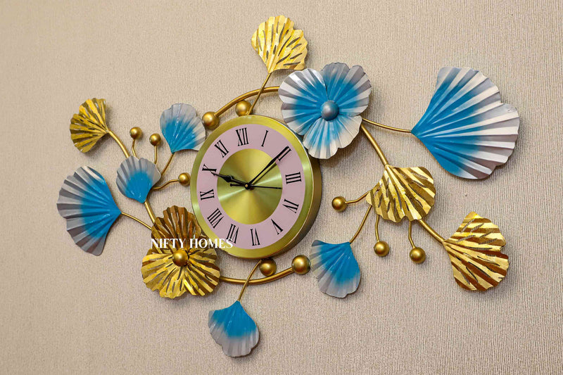 The Indigo Flowers Wall Clock - NiftyHomes
