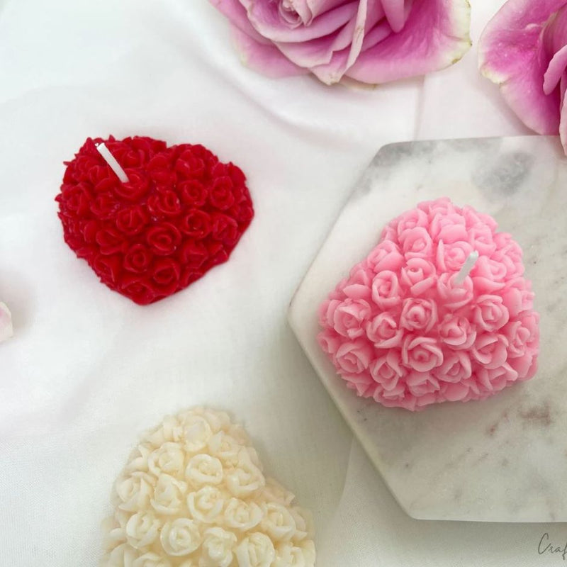 Flower Engraved Heart Shaped Candle | Scented Designer Candle