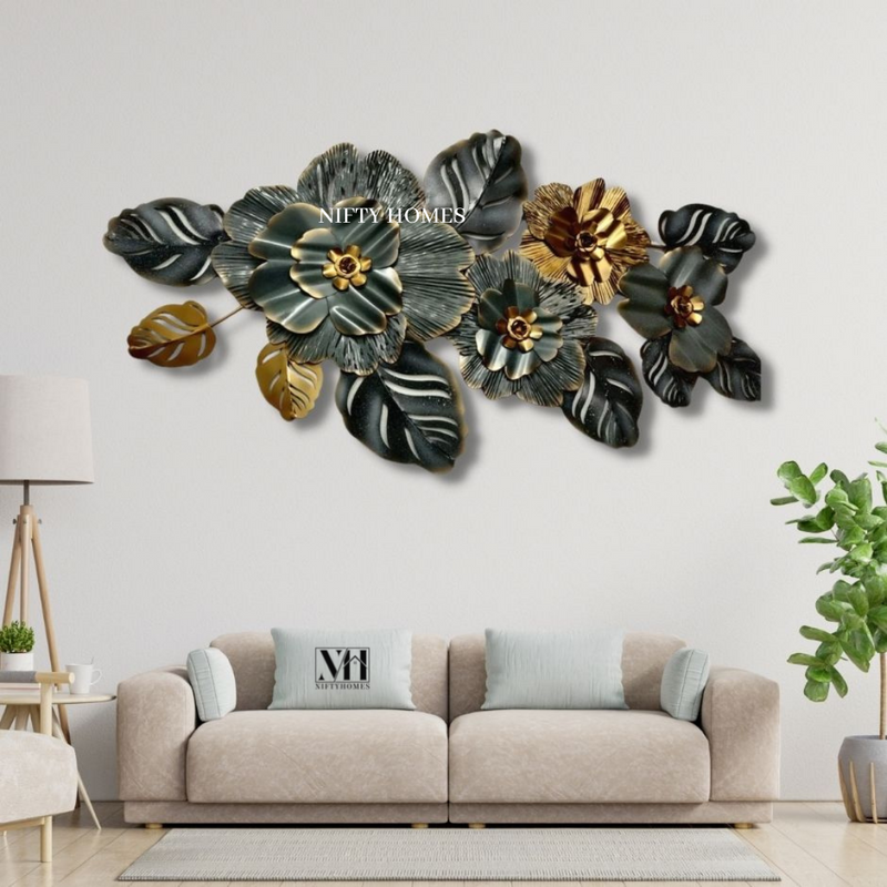 Night Flowers Metal Wall Art Panel | Wall Accent - NiftyHomes