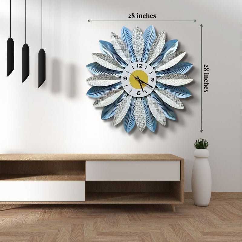 The Blue Sunflower Wall Clock - NiftyHomes
