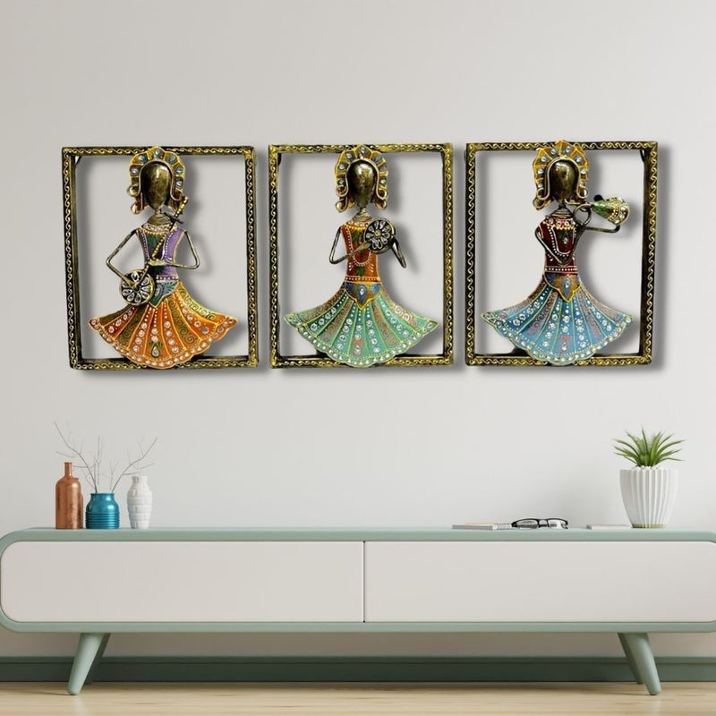 Dancing Women Frames (Set of 3) | Metal Wall Mural