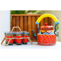 Hand-Painted Kettle Serving Set (with Tray and Glass Stand) - NiftyHomes