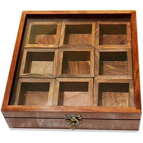9 Container Wooden Engraved Serve Box - NiftyHomes