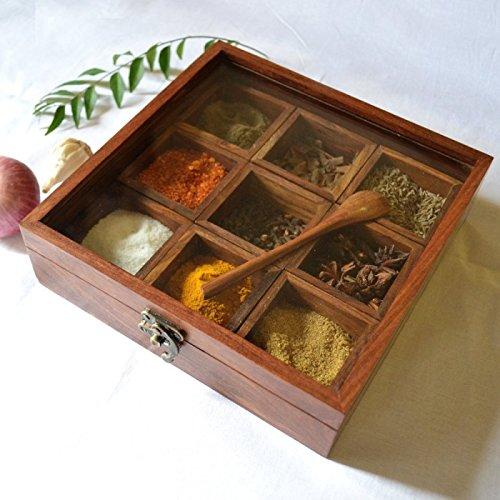 9 Container Wooden Engraved Serve Box - NiftyHomes
