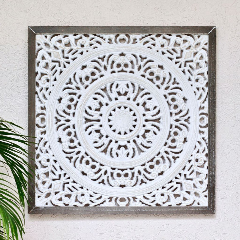 Square Hand-Carved Wooden Wall Panel - NiftyHomes