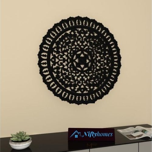 Round Hand-Carved Wooden Wall Panel - NiftyHomes