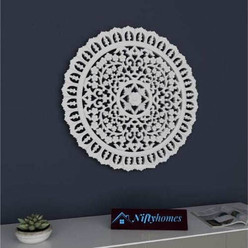 Round Hand-Carved Wooden Wall Panel - NiftyHomes