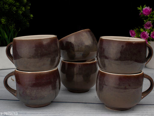 Glossy Brown Mug Sets (Pack of 6) - NiftyHomes