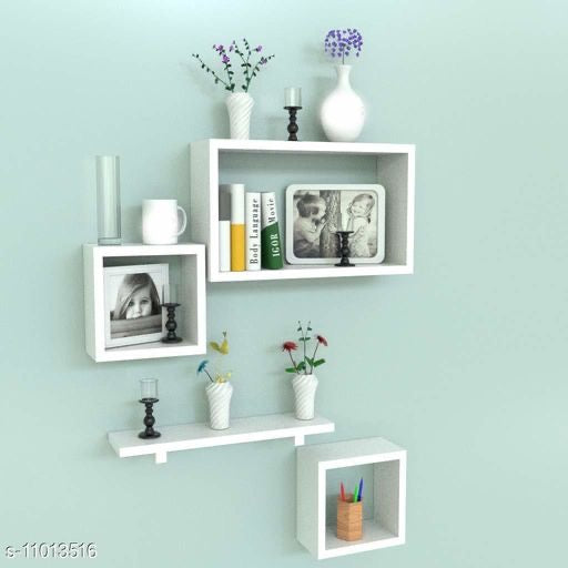 Floating Wall Shelves with Set-Top Box Rack | Wall Shelves - NiftyHomes