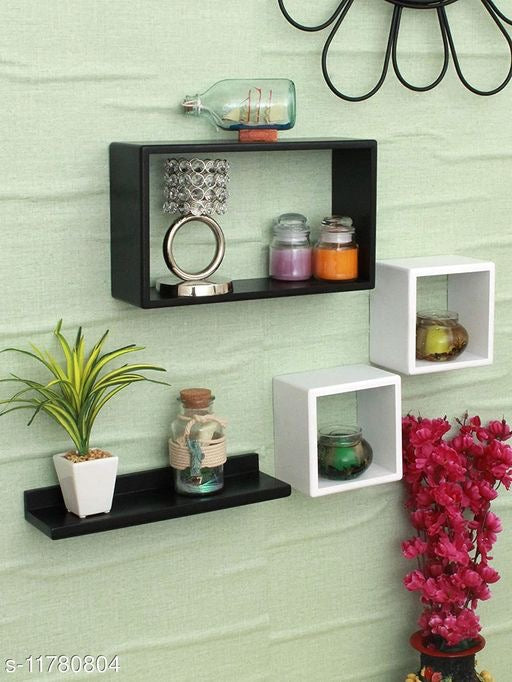 Floating Wall Shelves with Set-Top Box Rack | Wall Shelves - NiftyHomes