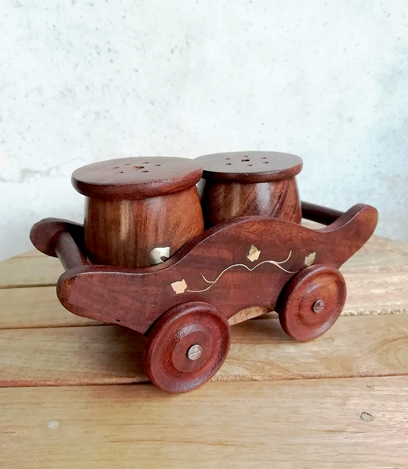 Wood Handcrafted Salt & Pepper Cart - NiftyHomes